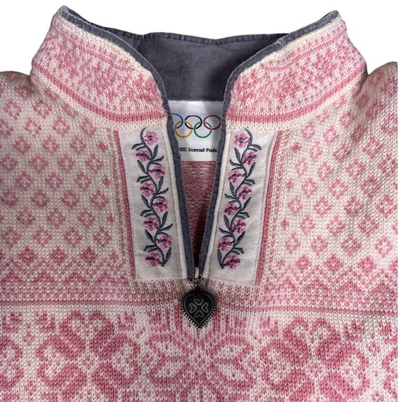 Dale of Norway Peace Knit Sweater Qtr Zip Womens Medium Pink 100% New Wool - Picture 5 of 15